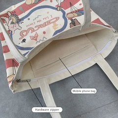 Canvas Shoulder Bag Circus Books Daily Shopping Bags Students Bookbag Handbags