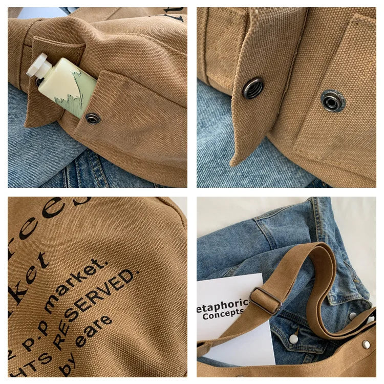 Retro Canvas Bag Women Casual Messenger Style Dumpling Shoulder Bags