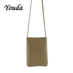 Classic Style Ladies Mobile Phone Pouch Solid PU Material Girl Messenger Bag