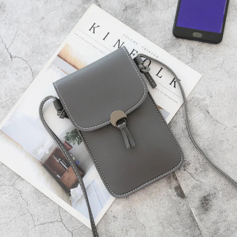 Retro Touch Screen Mobile Phone Bag Women Chain Messenger PU Shoulder Bag