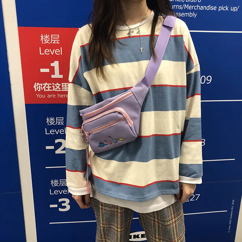 Unisex Street Style Chest Bag with Cartoon Embroidery