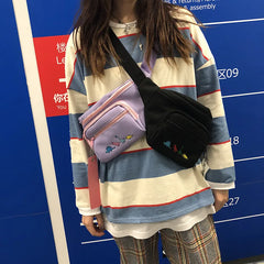 Unisex Street Style Chest Bag with Cartoon Embroidery