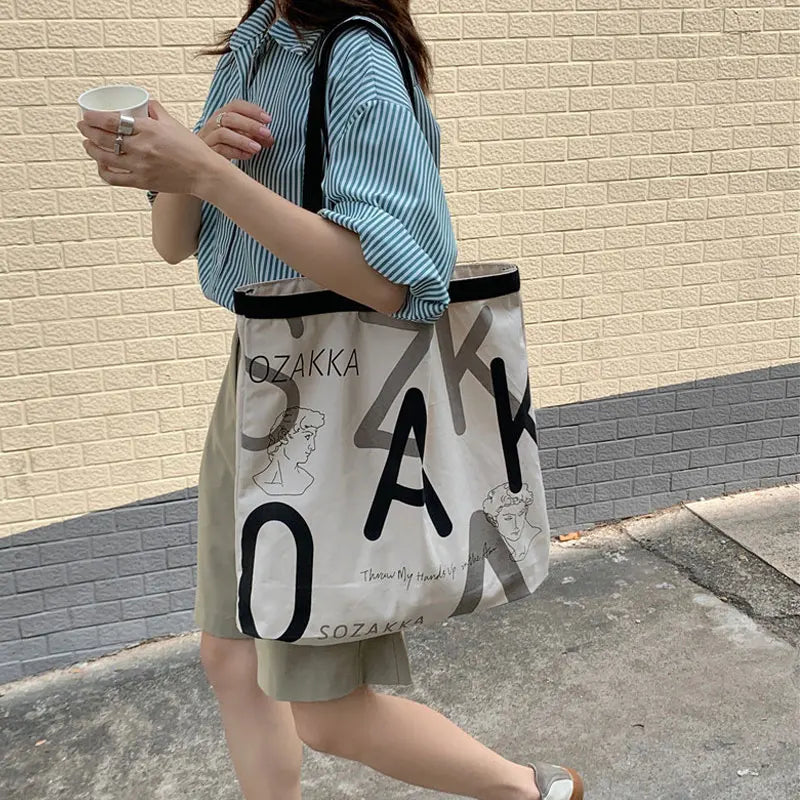 Women Canvas Shopping Bag Eco Storage Handbag Reusable Foldable Tote