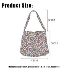 Floral Canvas Shoulder Bag for Women Retro Tote Handbag