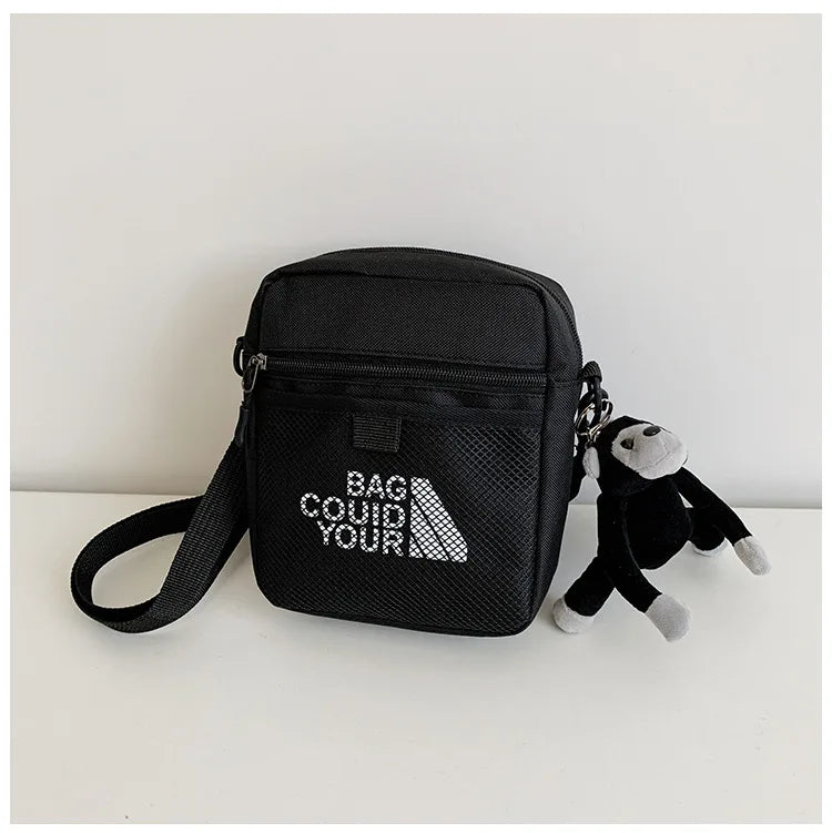 Canvas Sling Bag Zipper Mini Crossbody Solid Small Shoulder Messenger Bag