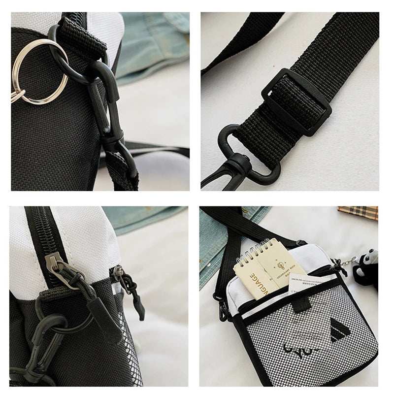 Canvas Sling Bag Zipper Mini Crossbody Solid Small Shoulder Messenger Bag