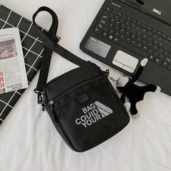 Canvas Sling Bag Zipper Mini Crossbody Solid Small Shoulder Messenger Bag