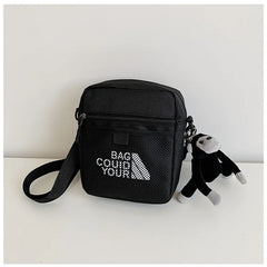 Canvas Sling Bag Zipper Mini Crossbody Solid Small Shoulder Messenger Bag