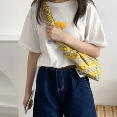 Women Cottons Shoulder Bags Casual Folds Tote Soft Crossbody Bag
