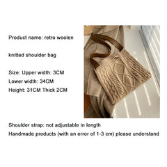 Women Woolen Knitted Braid Cross Handbag Retro Winter Bag