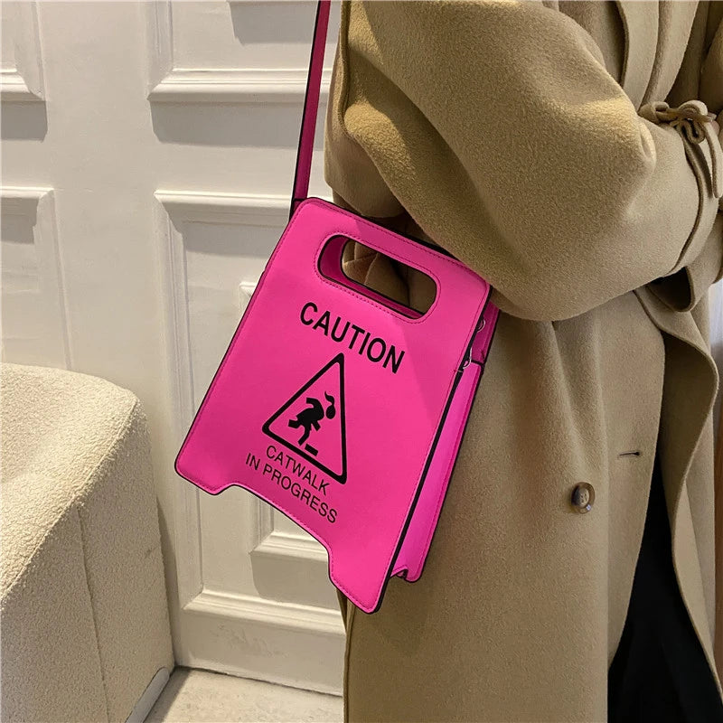 Creative Caution Letters Sign Crossbody Bag for Women