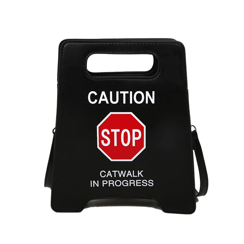 Creative Caution Letters Sign Crossbody Bag for Women