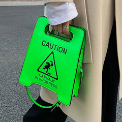 Creative Caution Letters Sign Fluorescence Shoulder Bag