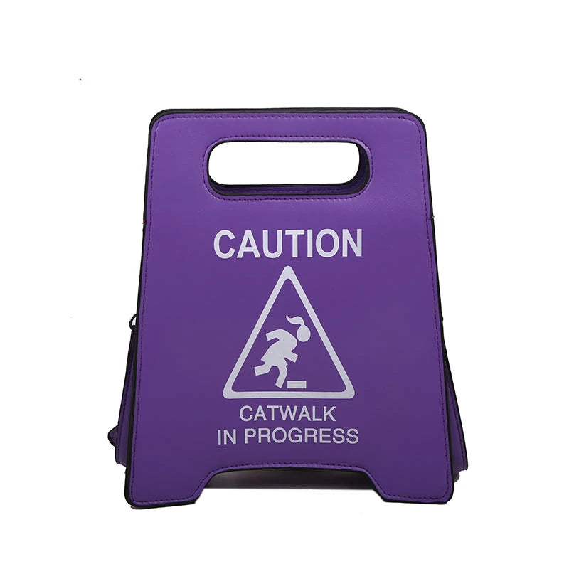 Creative Caution Letters Sign Crossbody Bag for Women