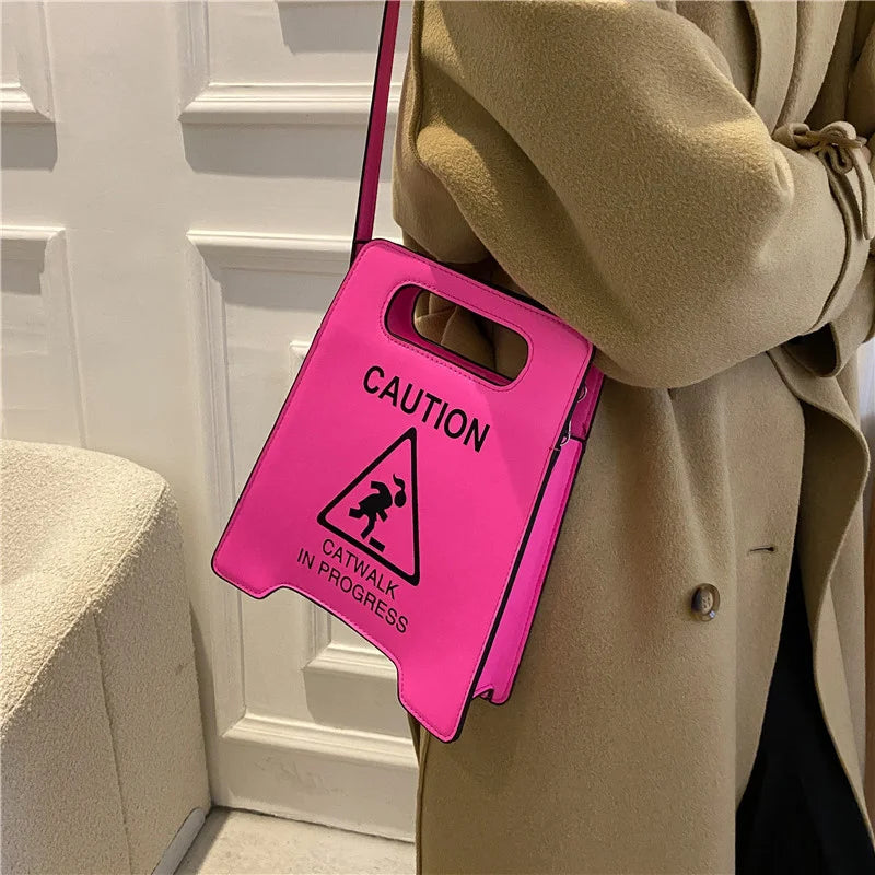 Creative Caution Letters Sign Fluorescence Shoulder Bag