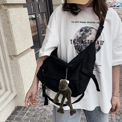 Youth Canvas Crossbody Bag Girls Shoulder Messenger Handbag