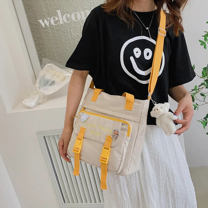 Youth Female Canvas Handbags Shoulder Bags Messenger Bag Student Tote Crossbody