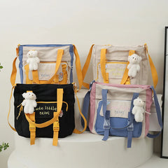 Youth Female Canvas Shoulder Bag Nylon Messenger Student Girl Crossbody Tote Sch