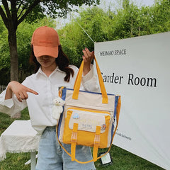 Youth Female Canvas Shoulder Bag Nylon Messenger Student Girl Crossbody Tote Sch