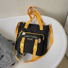 Youth Female Canvas Shoulder Bag Nylon Messenger Student Girl Crossbody Tote Sch