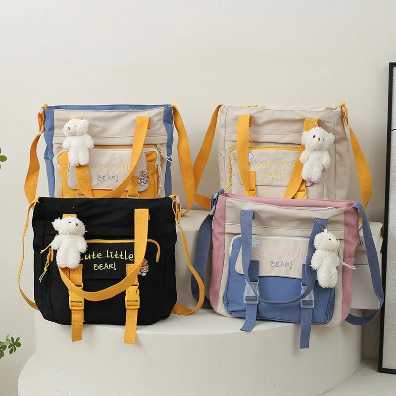 Youth Female Canvas Handbags Shoulder Bags Nylon Messenger Bag