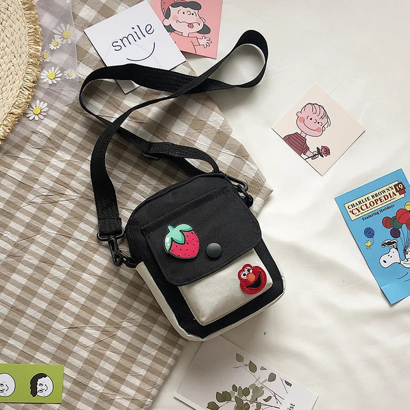 Youth Girl Street Messenger Bag Women Cartoon Canvas Shoulder Bag