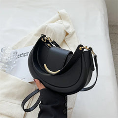 Youth Ladies Crossbody Bag Casual Smile Lock Chain Hobo PU Leather Shoulder Hand