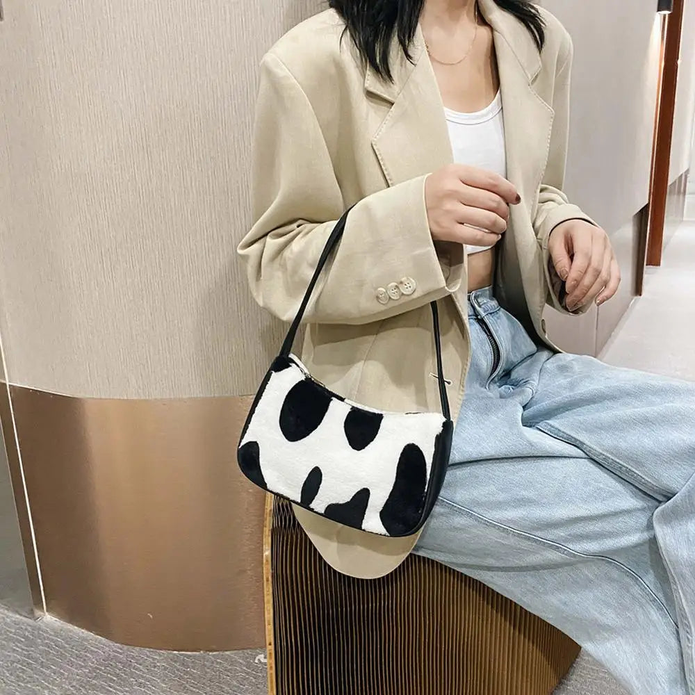 Youth Ladies Plush Shoulder Underarm Bag Handbag Clutch Totes