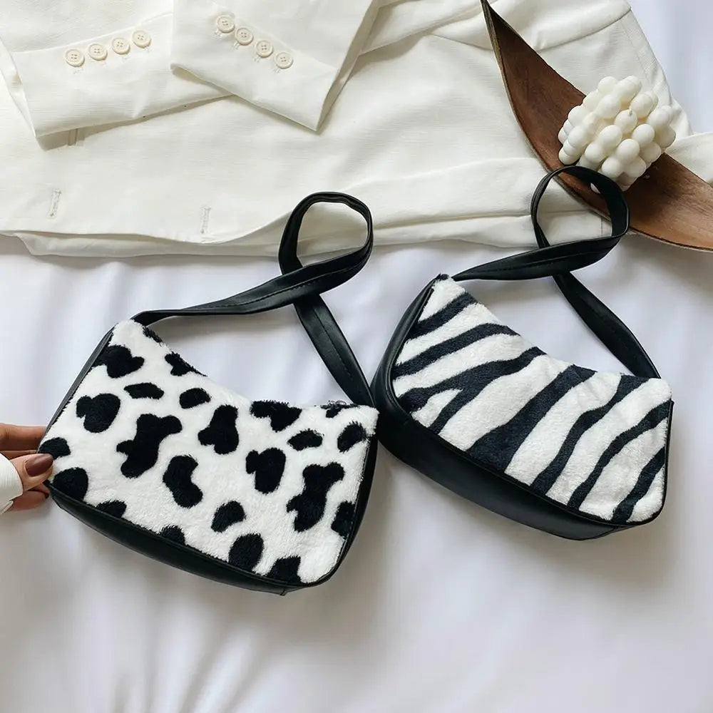 Youth Ladies Plush Shoulder Underarm Bag Handbag Clutch Totes