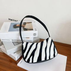 Youth Ladies Plush Shoulder Underarm Bag Handbag Clutch Totes