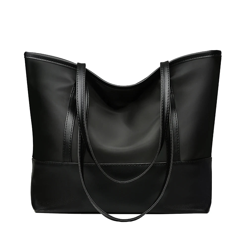 Youth Ladies Splicing Shoulder Bag Portable Satchel Leather Oxford Tote