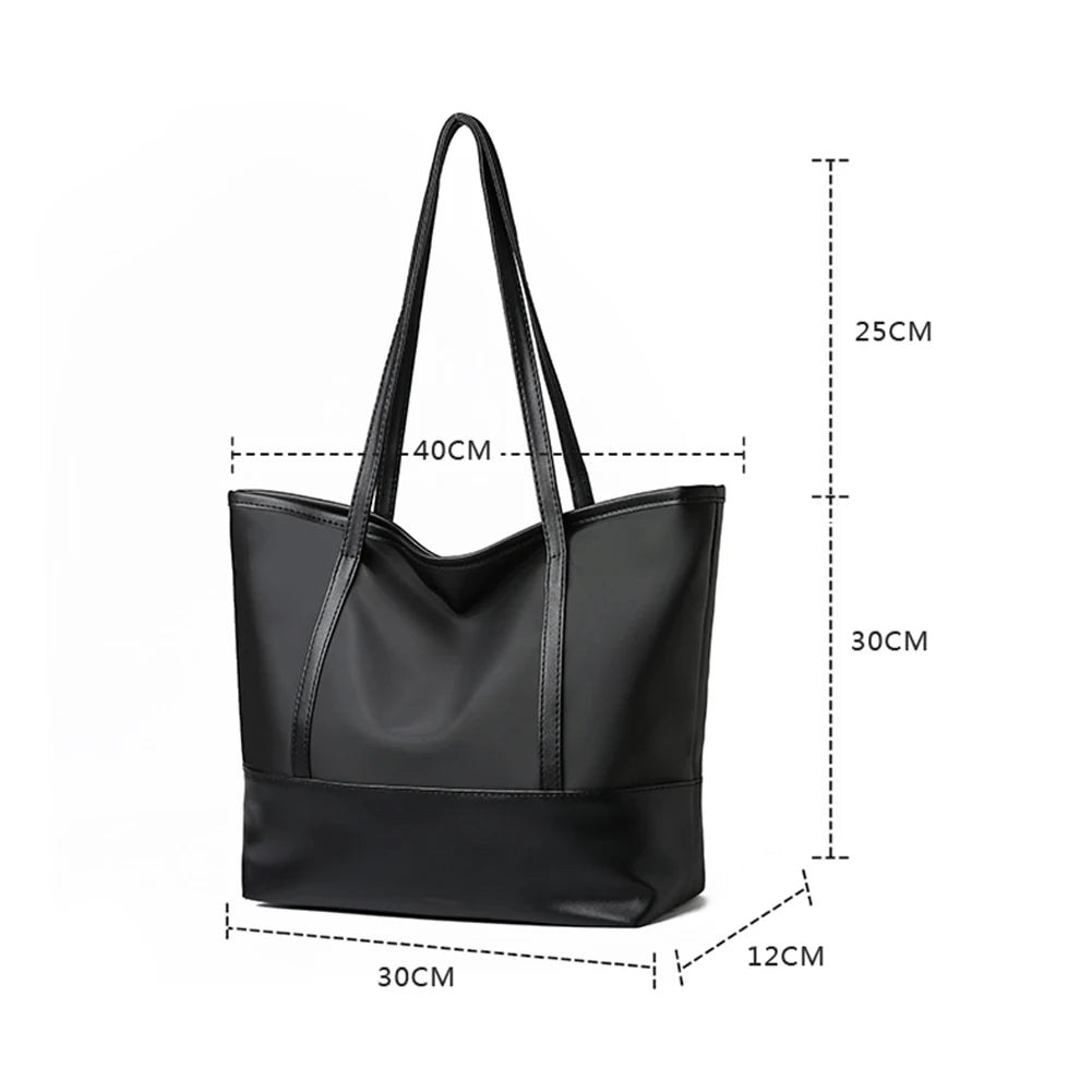 Youth Ladies Splicing Shoulder Bag Portable Satchel Leather Oxford Tote