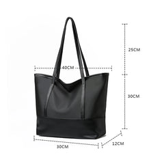 Youth Ladies Splicing Shoulder Bag Portable Satchel Leather Oxford Tote