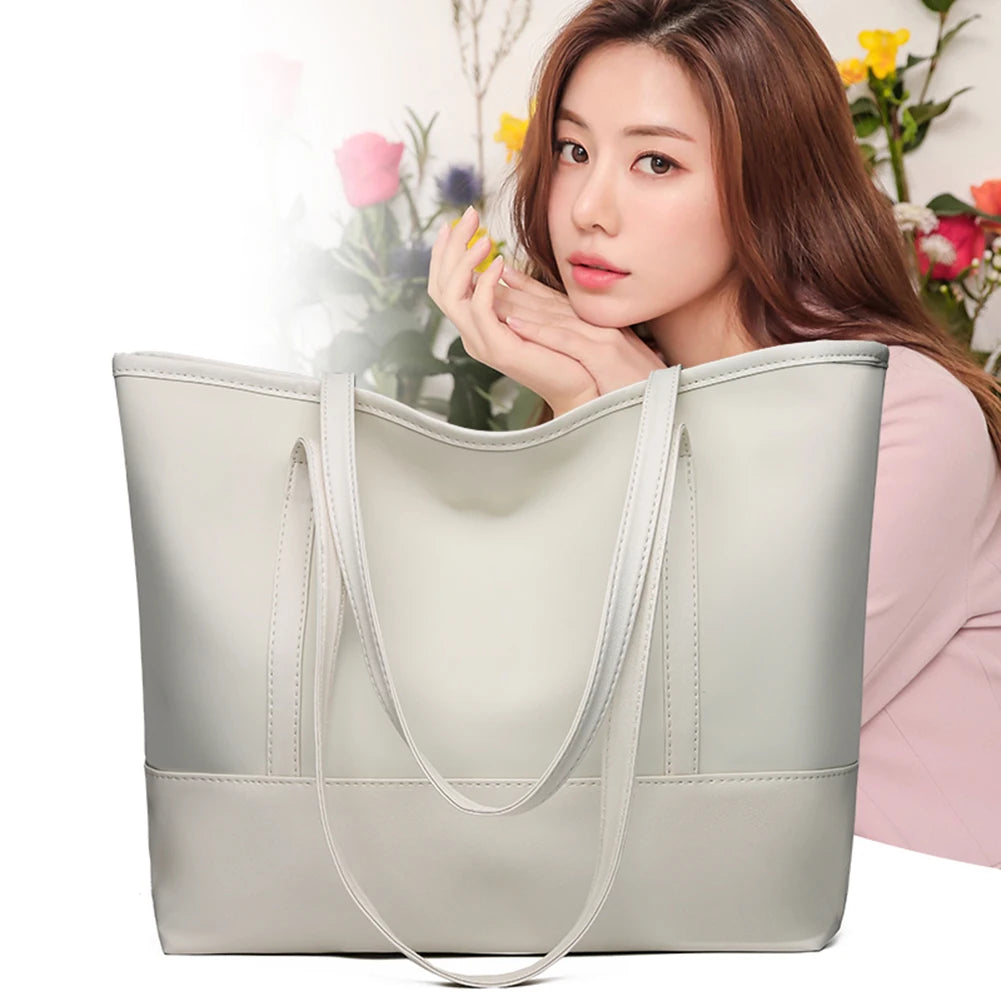 Youth Ladies Splicing Shoulder Bag Portable Satchel Leather Oxford Tote