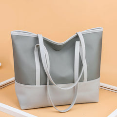 Youth Ladies Splicing Shoulder Bag Portable Satchel Leather Oxford Tote
