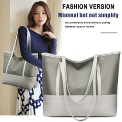 Youth Ladies Splicing Shoulder Bag Portable Satchel Leather Oxford Tote