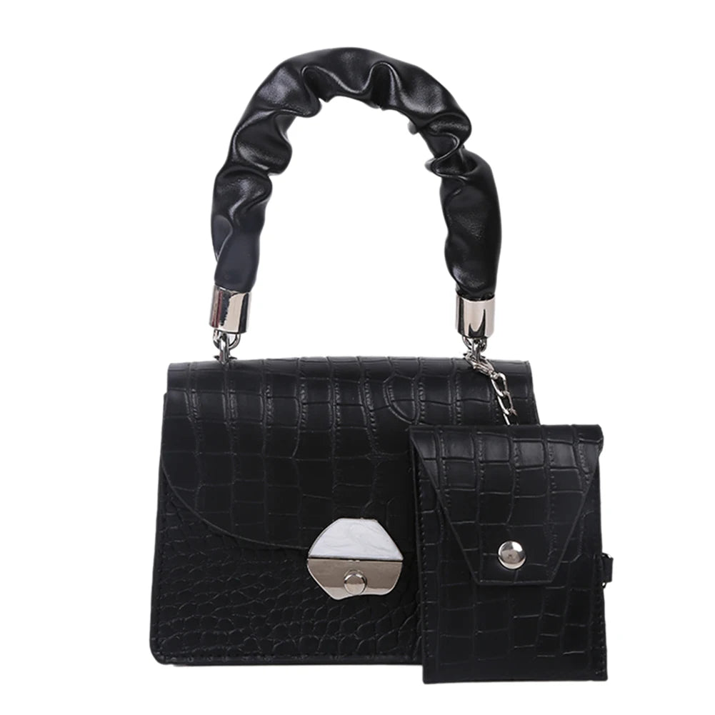 Youth Ladies Versatile Bags Women Shoulder Handbag Stripe PU Pure Crossbody