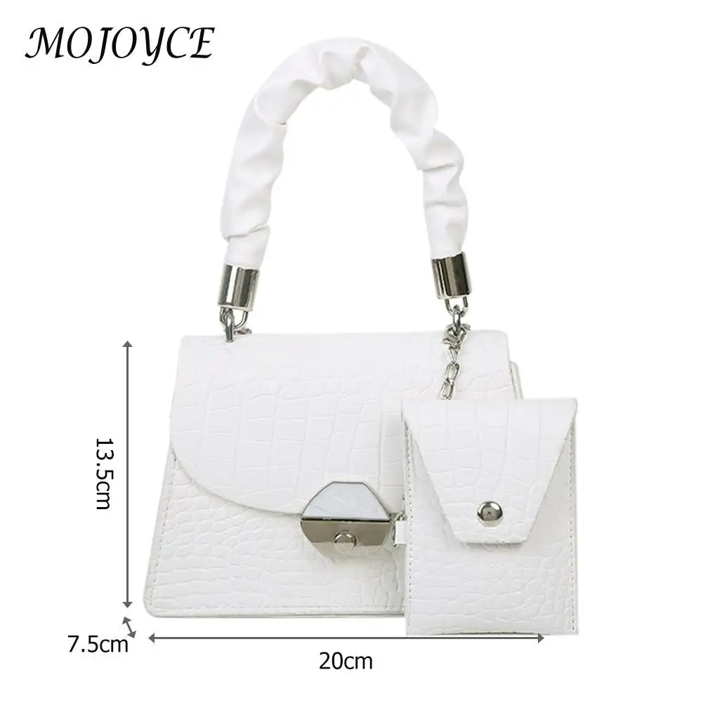 Youth Ladies Versatile Bags Women Shoulder Handbag Stripe PU Pure Crossbody