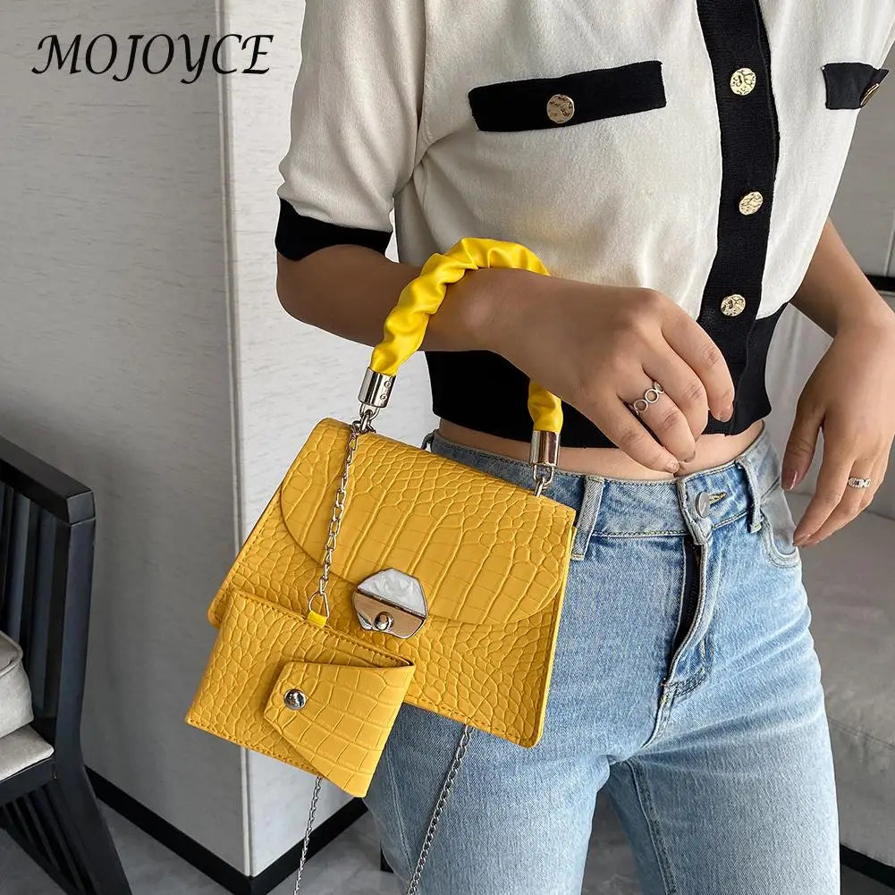 Youth Ladies Versatile Bags Women Shoulder Handbag Stripe PU Pure Crossbody