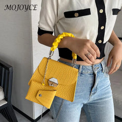 Youth Ladies Versatile Bags Women Shoulder Handbag Stripe PU Pure Crossbody