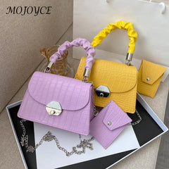Youth Ladies Versatile Bags Women Shoulder Handbag Stripe PU Pure Crossbody