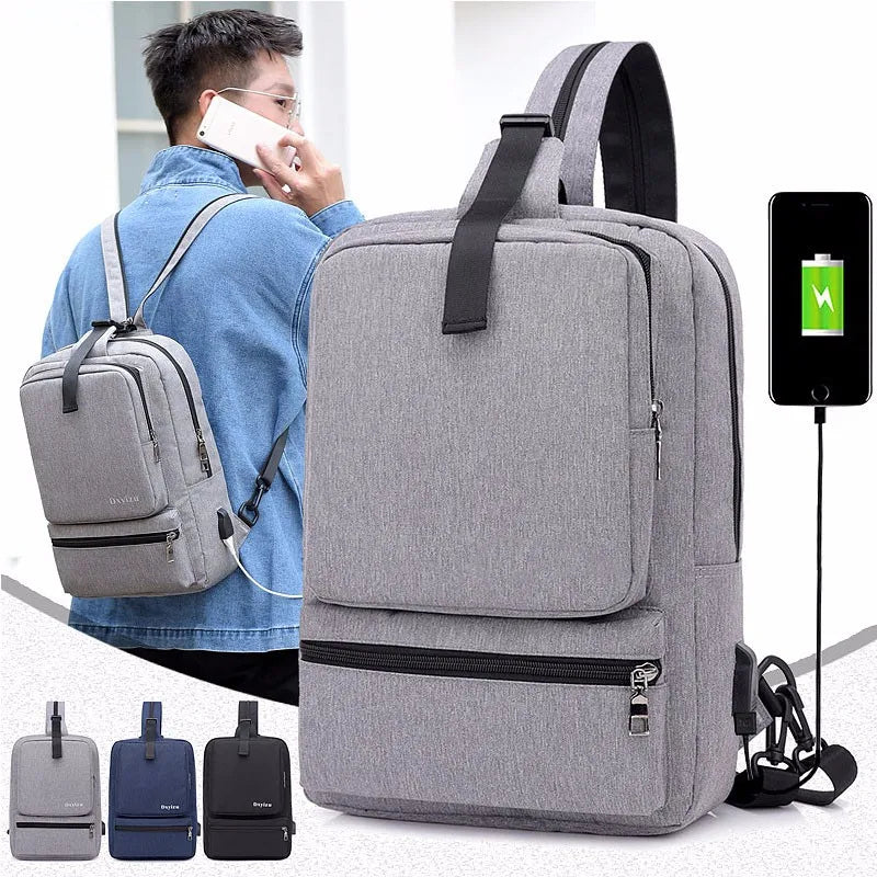 Youth Men USB Charging Backpack School Casual Sling Chest Bag Boys Travel Bag