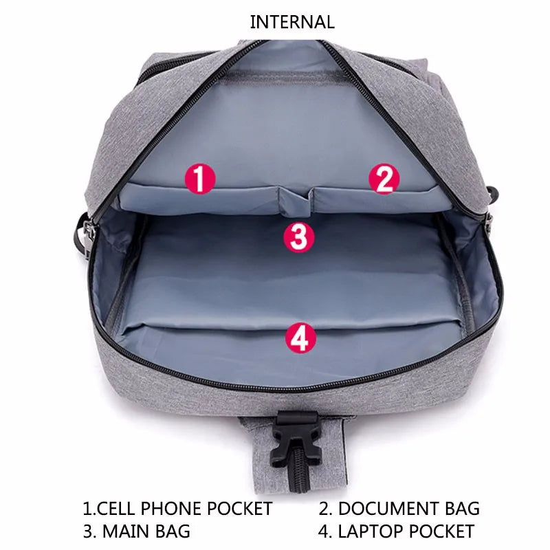 Youth Men USB Charging Backpack School Casual Sling Chest Bag Boys Travel Bag