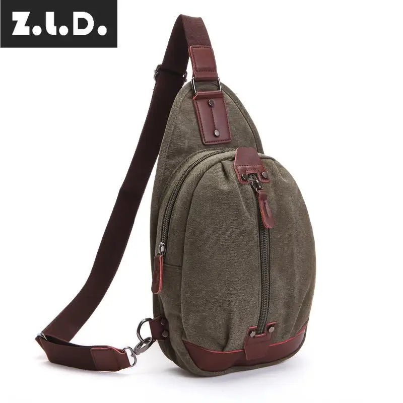 Z.L.D. Canvas Chest Bag Shoulder Messenger Bag