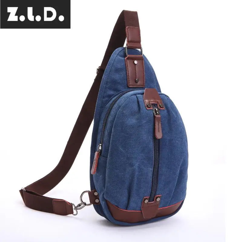 Z.L.D. Canvas Chest Bag Shoulder Messenger Bag