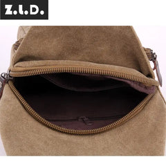 Z.L.D. Canvas Bag Lady Shoulder Chest Large Capacity Square Bag Women Bolsa