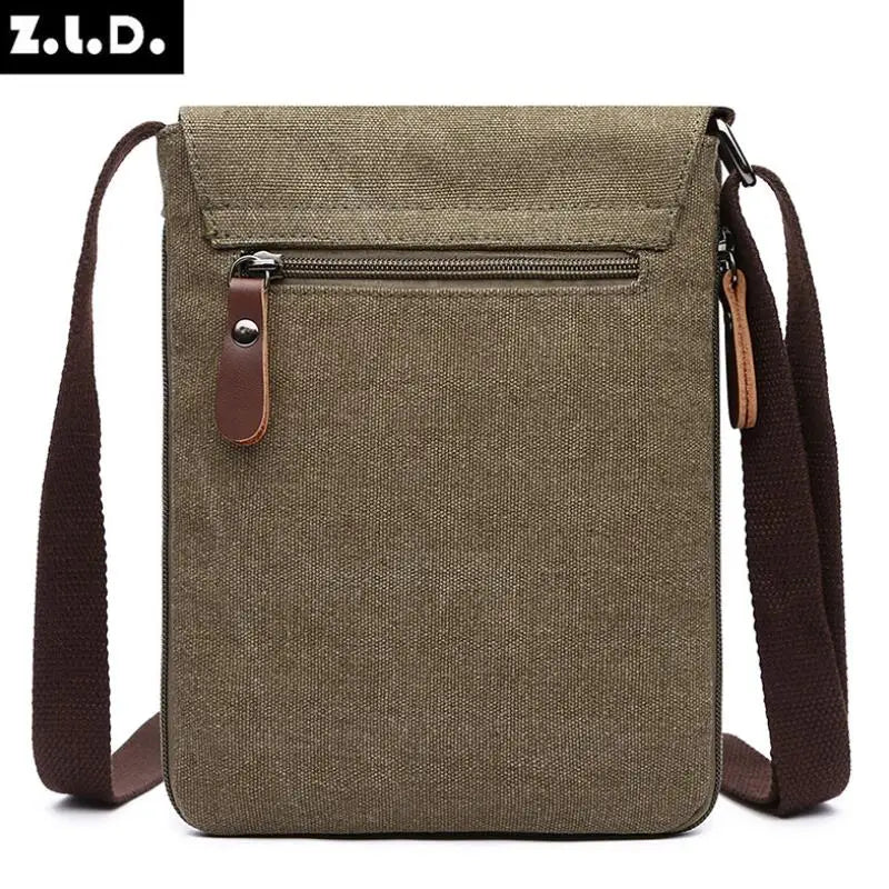 Z.L.D. Canvas Messenger Bag Large Capacity Retro Shoulder Bag