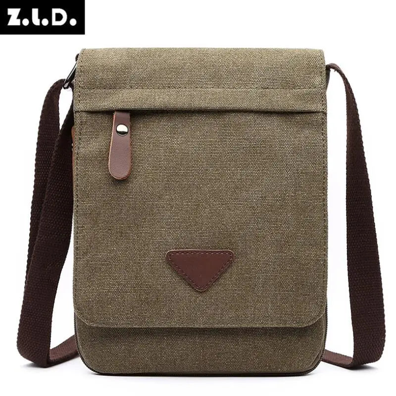 Z.L.D. Canvas Messenger Bag Large Capacity Retro Shoulder Bag