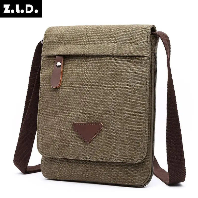 Z.L.D. Canvas Messenger Bag Large Capacity Retro Shoulder Bag