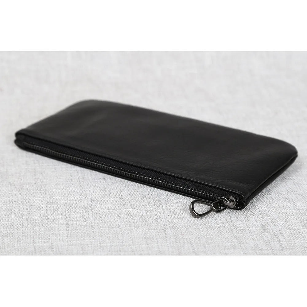 Men's Leather Zipper Wallet, Cowhide Handbag